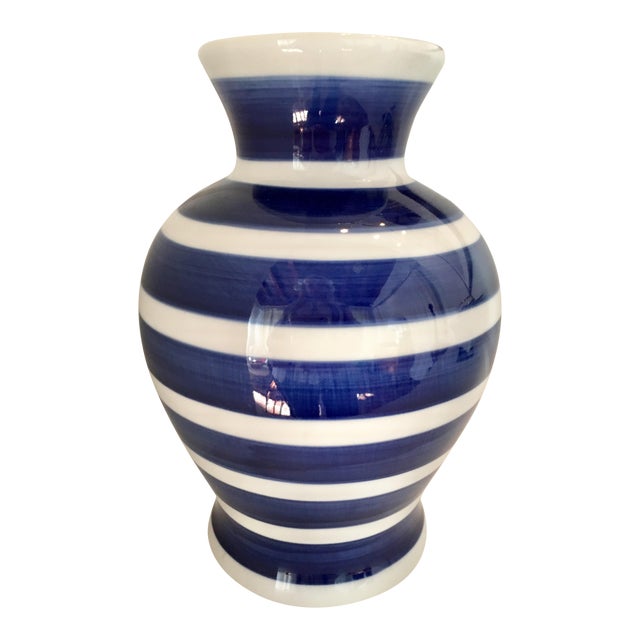 Blue & White Striped Vase Chairish