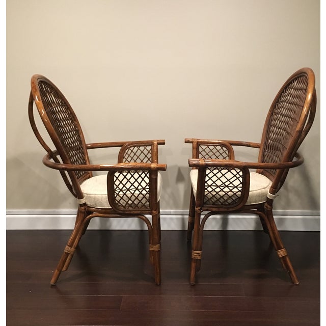 Wicker Armchairs With Cushions A Pair Chairish