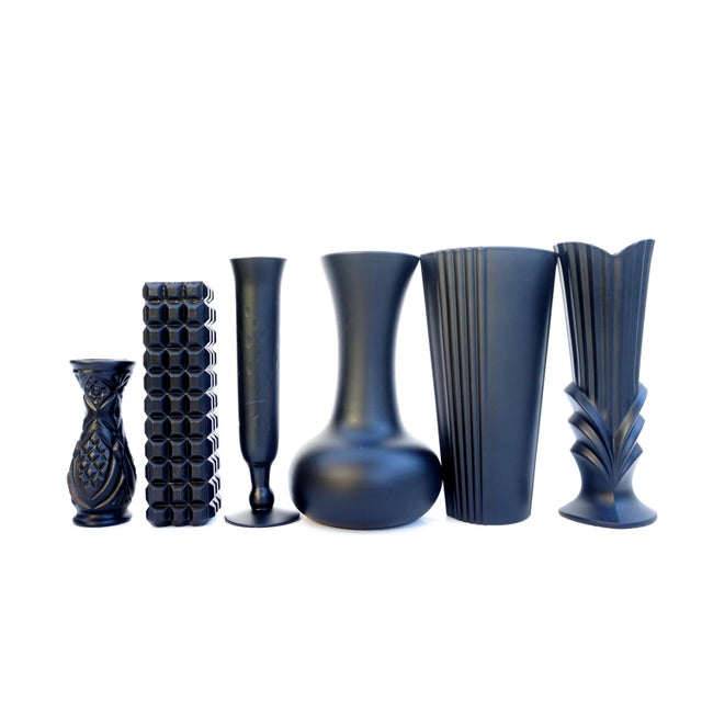 Vintage Assorted Matte Black Vases Set of 6 Chairish