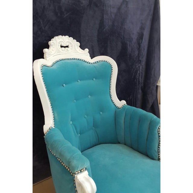 Antique Turquoise Velvet Accent Chair Chairish