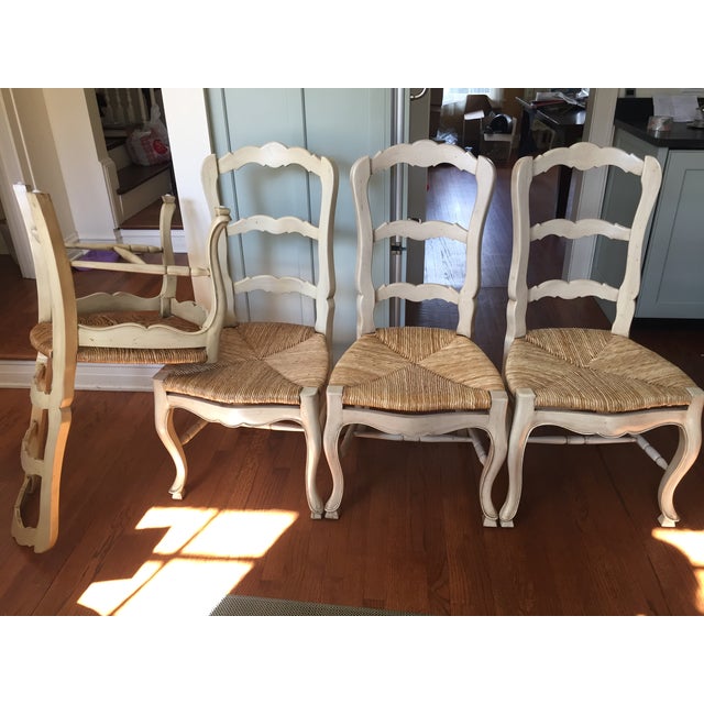 Cream Colored Ladder Back Dining Chairs - Set of 4 | Chairish