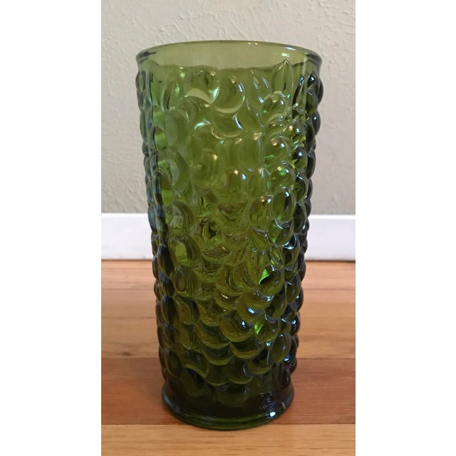 Green Pressed Glass Vase in Grape Harvest Motif Chairish