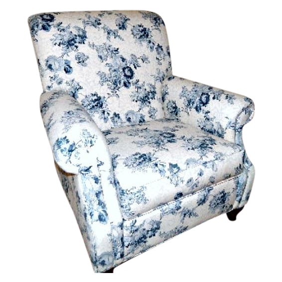 Ethan Allen Blue and White Floral Avery Chair Chairish