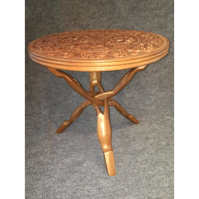 Carved Wood Accent Table Chairish