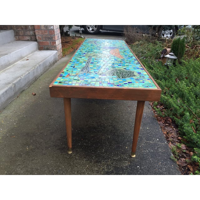 Mid Century Bohemian Tile Art Mosaic Coffee Table