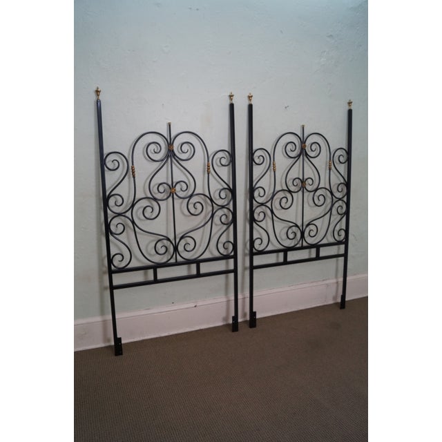 Black Painted Iron & Brass Twin Headboards Chairish