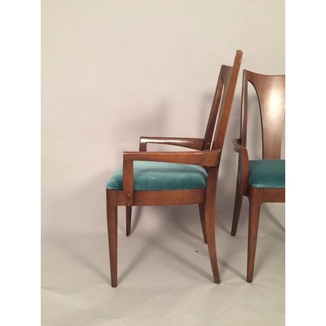 Vintage Lenoir Company MidCentury Teal Velvet Dining Chairs Set of 6