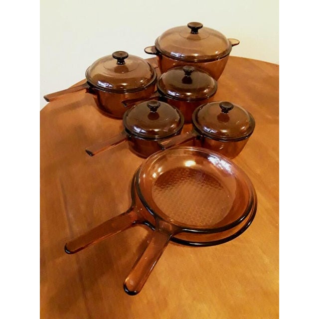 Vintage Corning Visions Glass Amber Cookware Set Chairish