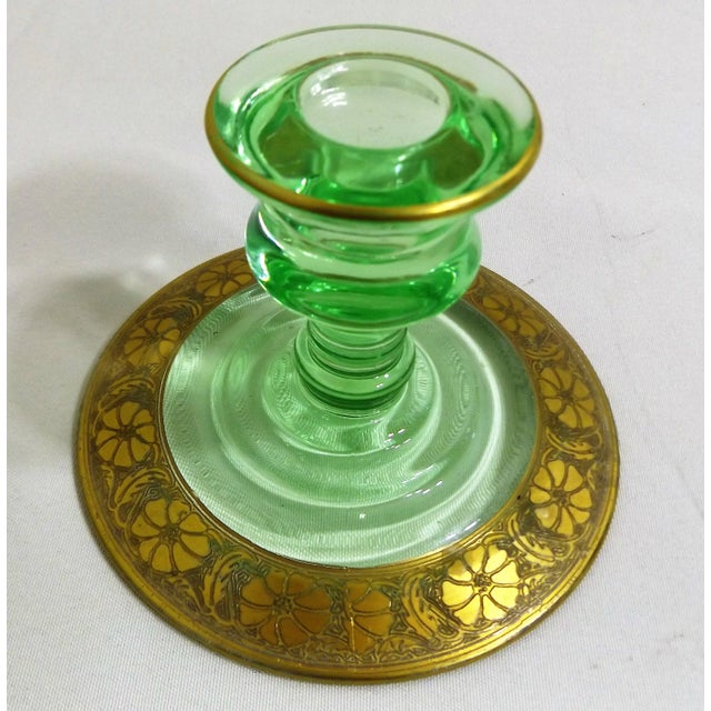 Green Vaseline Depression Glass Candle Holders - A Pair ...