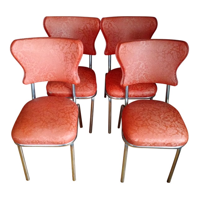 Retro 1950s Vinyl & Chrome Dining Chairs - Set of 4 | Chairish