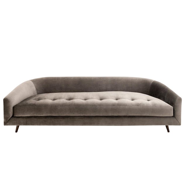Clad Home Curved Velvet Button Tufted Sofa | Chairish