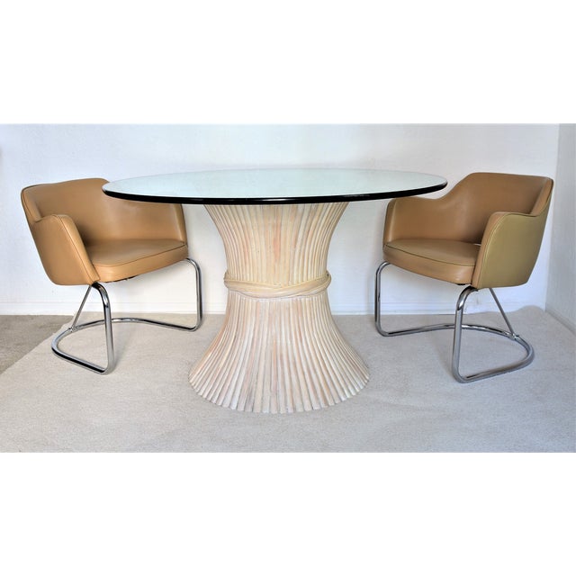 McGuire Wheat Sheaf Bamboo Rattan Dining Table With Thick ...