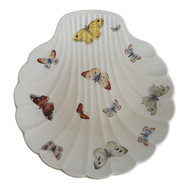 Limoges, France Shell Serving Dish with Butterflies Chairish