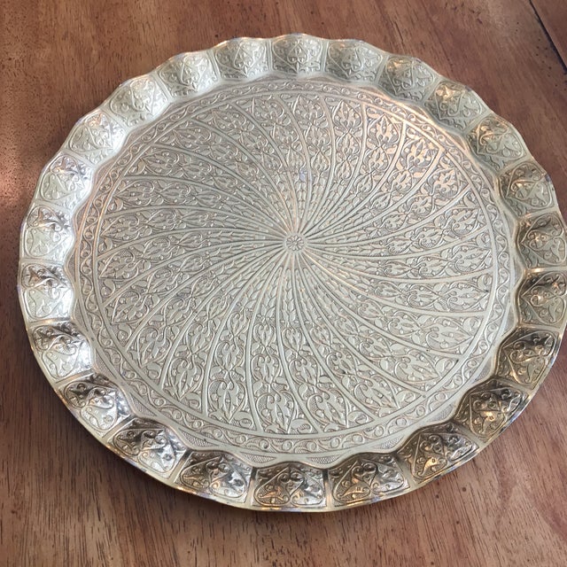 Vintage Sena Turkish Brass Round Serving Tray Chairish