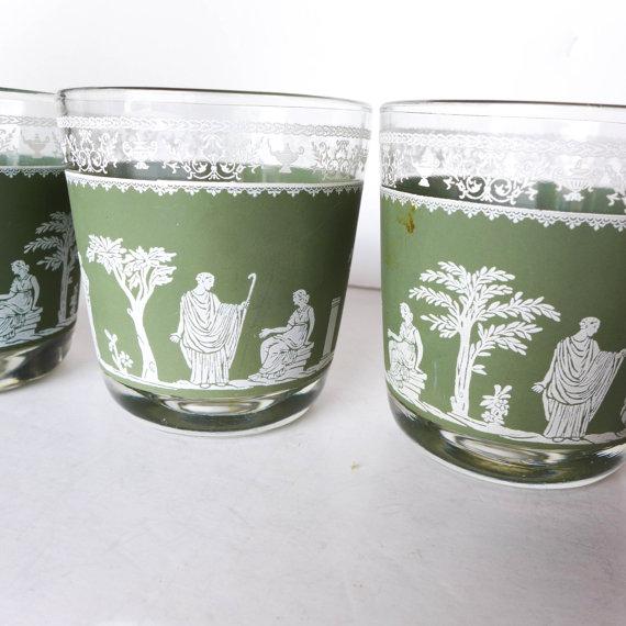 Wedgwood Vintage Green Bar Glasses Set of 6 Chairish