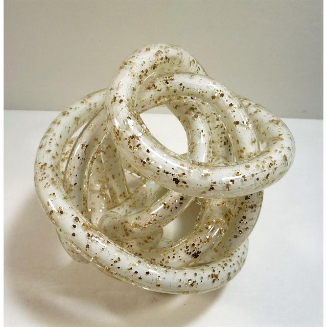 Art Glass Knot Tabletop Sculpture White With Gold Mica Flecks Chairish