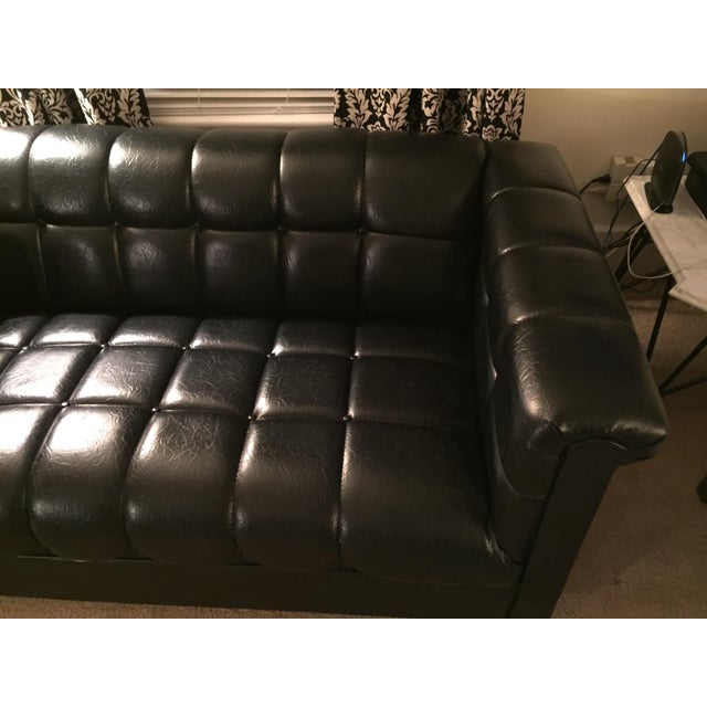 Vintage Black Vinyl Tufted Loveseat Chairish