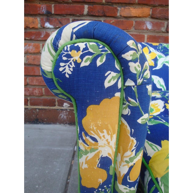 1970s Blue & Yellow Floral Sofa by Highland House of Hickory Chairish