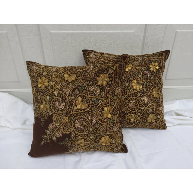 Victorian Gold Embroidered Pillows A Pair Chairish