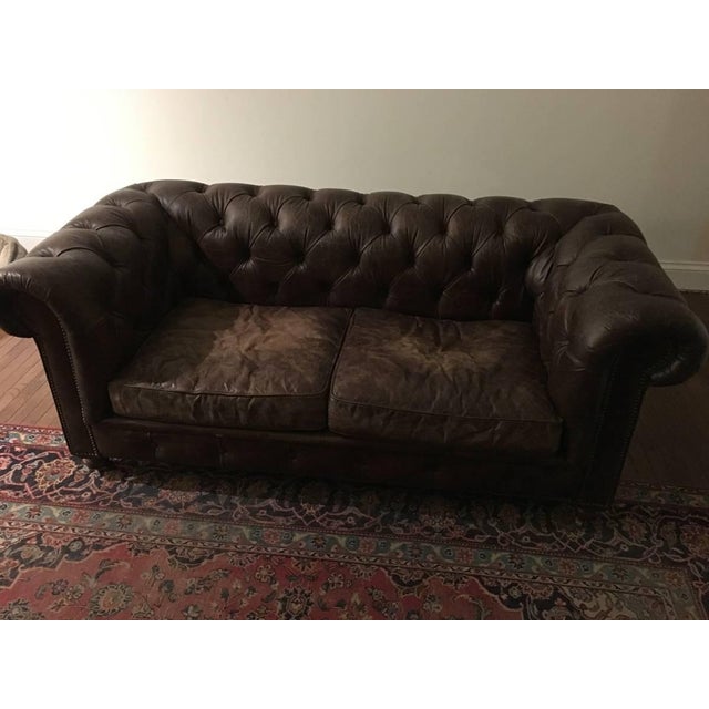 Vintage Restoration Hardware Kensington Leather Sofa | Chairish