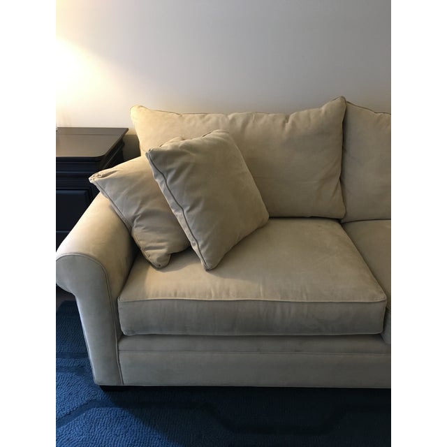 Beige Suede 2-Seater Sofa With Throw Pillows Chairish