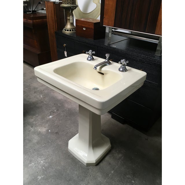 American Standard Antique Art Deco Pedestal Sink | Chairish
