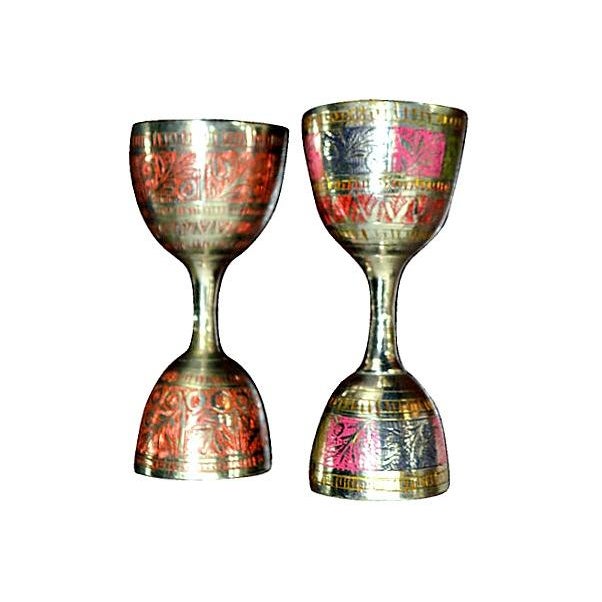 Double Jigger Shot Glass Brass Pair Chairish