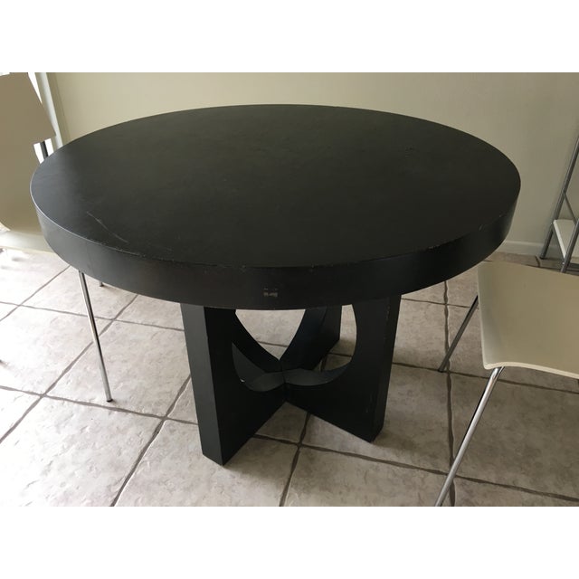 West Elm Black Round Cut Out Dining Table Chairish