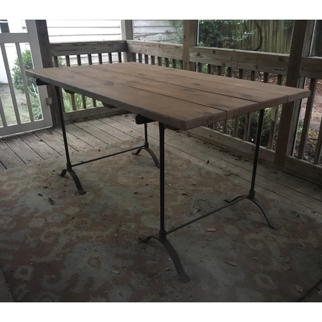 Pottery Barn Iron Trestle Table Chairish
