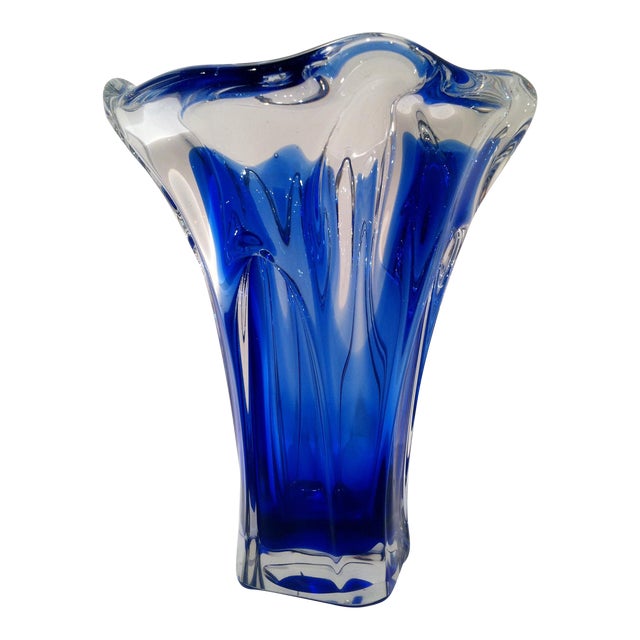 Chalet Style Blue Art Glass Vase Chairish