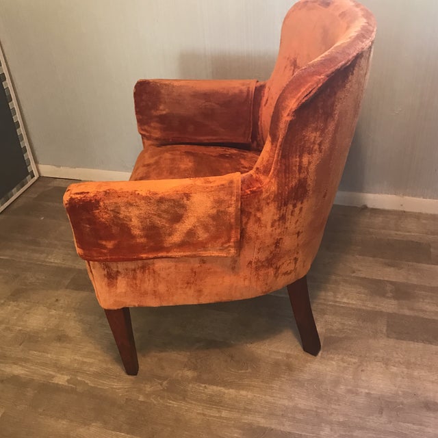 Burnt Orange Velvet Chair - Vintage | Chairish