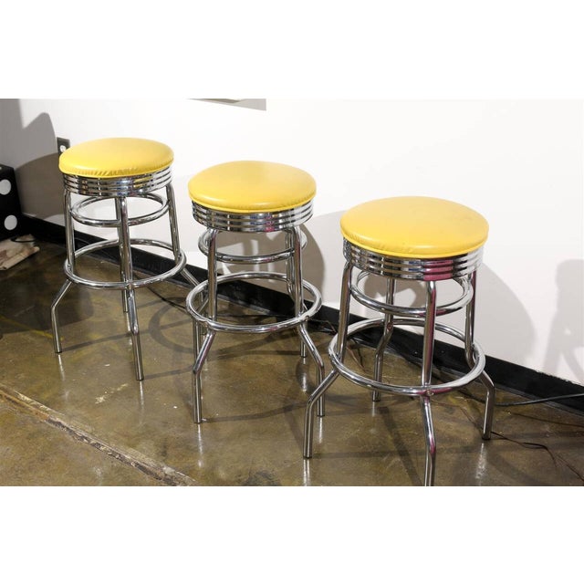 Yellow Swivel Bar Stools Set of Three Chairish