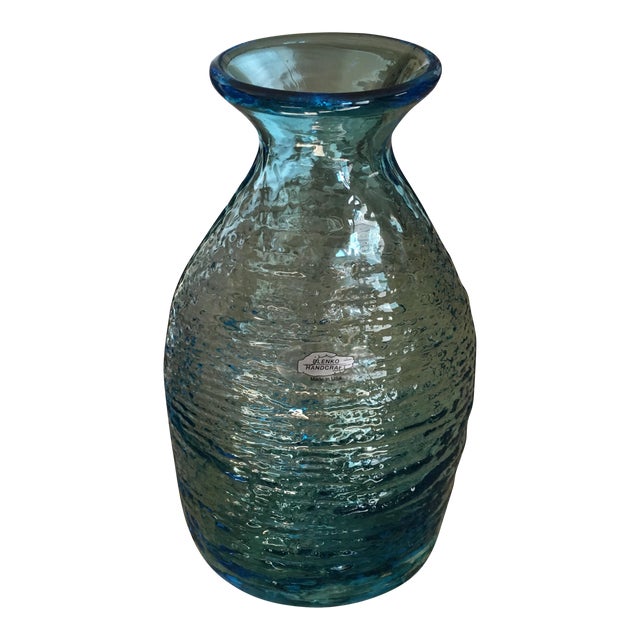 Vintage Blenko Blue Ice Glass Vase Chairish