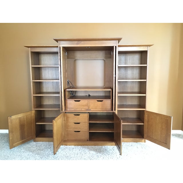 Stickley Oak Entertainment Center & Bookcases Chairish