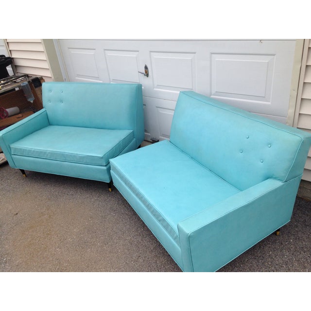 MidCentury Turquoise 2Piece Sectional Sofa Chairish