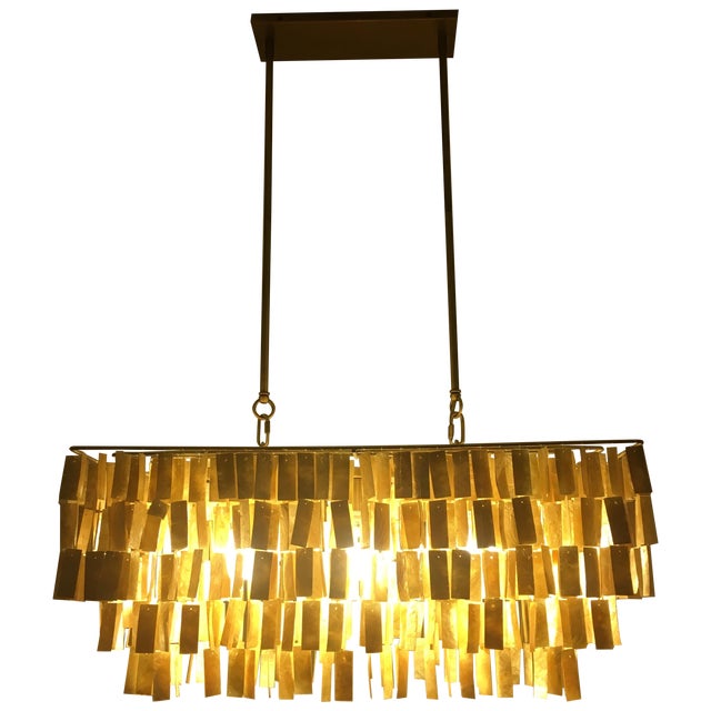 West Elm Hanging Capiz Gold Chandelier Chairish