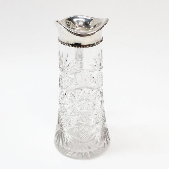 Vintage Sterling Silver Mounted Cut Crystal Pitcher Chairish