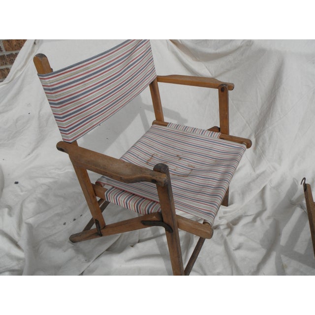Antique Canvas Steamer Chair & Footrest | Chairish