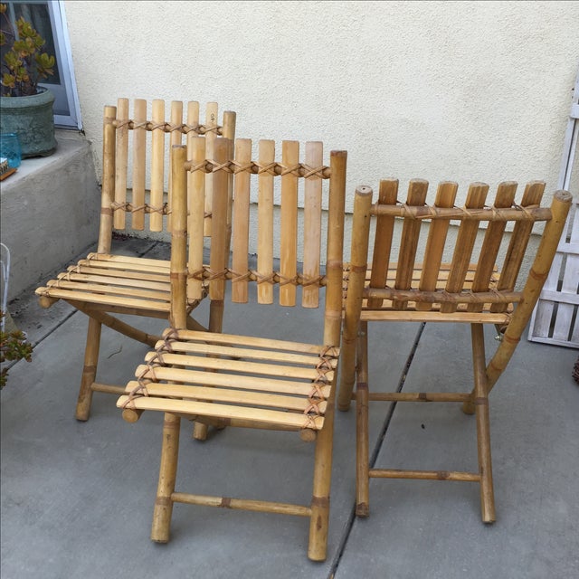 Vintage Tiki Bamboo Folding Chairs, Set of 3 Chairish