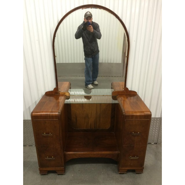 1930's Waterfall Vanity With Mirror & Stool Chairish