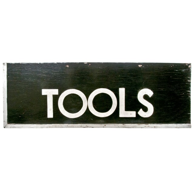 Vintage Wood Hardware Store Sign, "Tools" Chairish