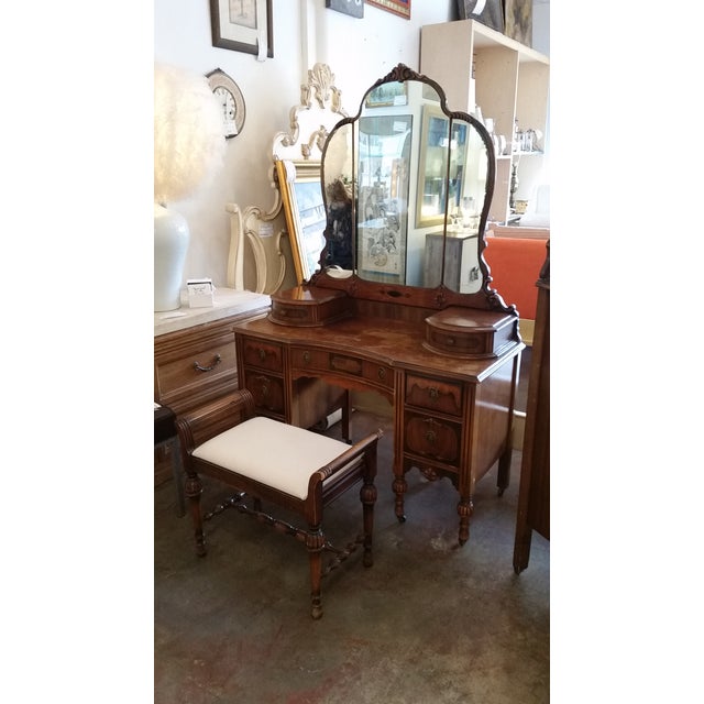Antique Vanity & Stool Chairish