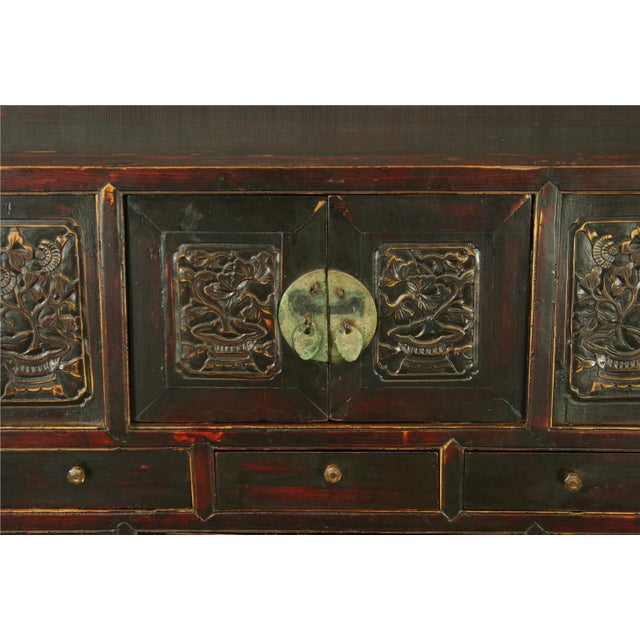 Antique Chinese Hutch Carved Flowers Folk Chairish