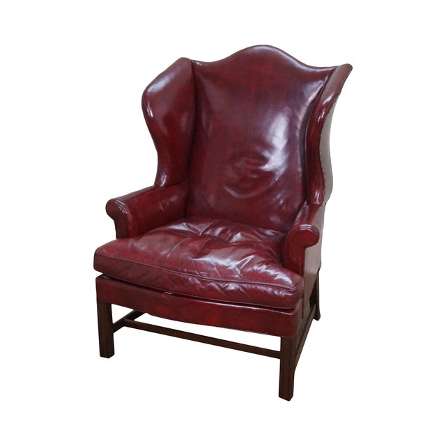 Kittinger Colonial Williamsburg Leather Wing Chair Chairish