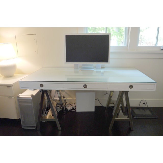 WilliamsSonoma Home Mason White Wood/Glass Desk Chairish