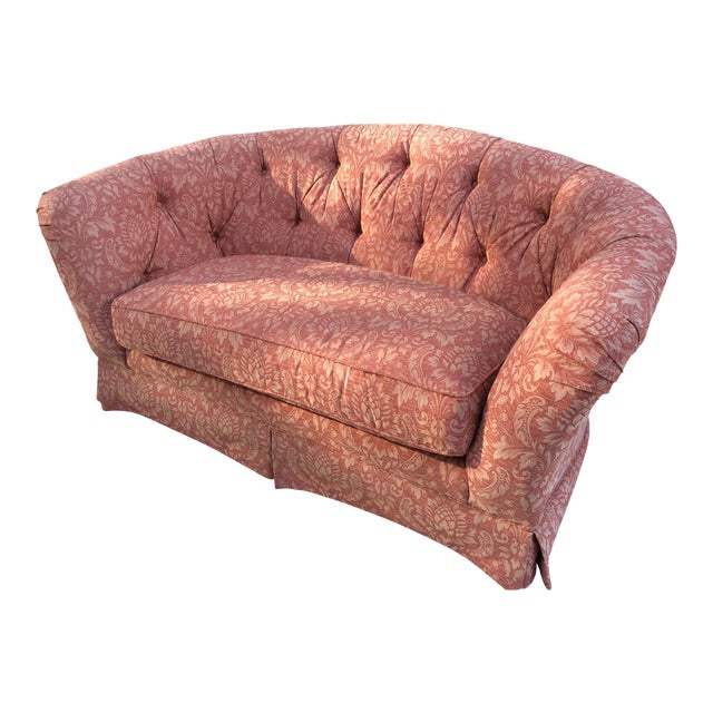 Tufted Rose Linen Loveseat Chairish