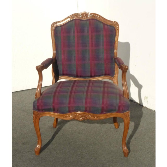 Drexel French Provincial Red Plaid Arm Chair Chairish