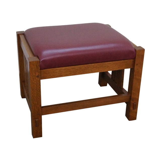 Stickley MissioStyle Oak & Leather Ottoman Chairish