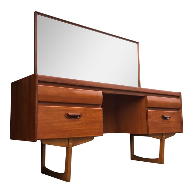 Mid-Century Modern Teak Vanity & Mirror | Chairish