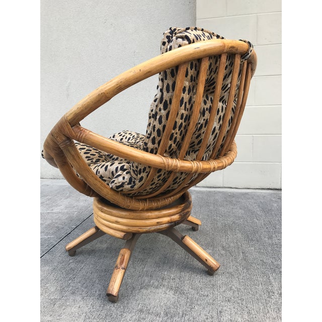 Mid Century Rattan Swivel Rocking Chair